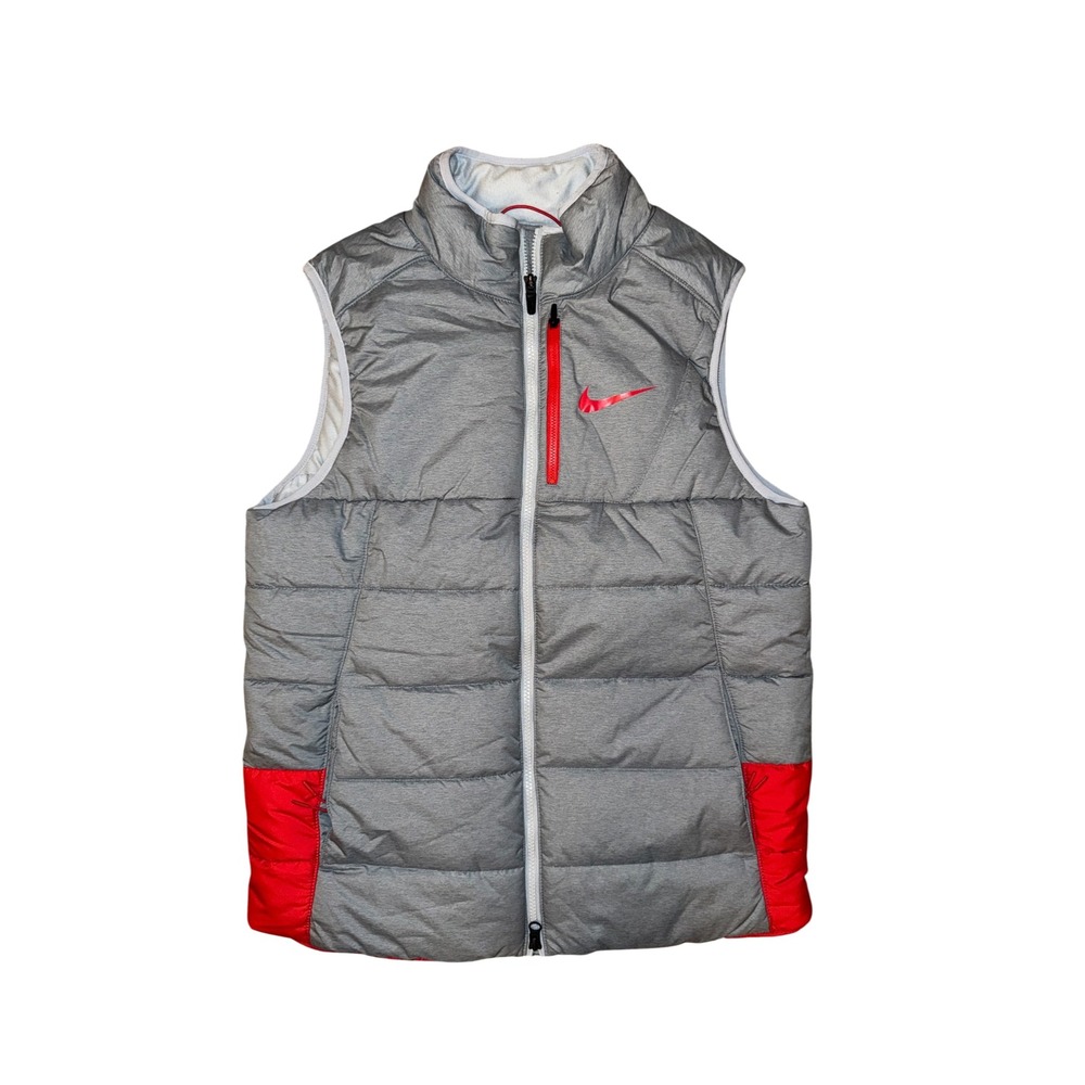Nike Puffer Vest Mens M Gray Padded Quilted Colorblock Zip Up 865975-014